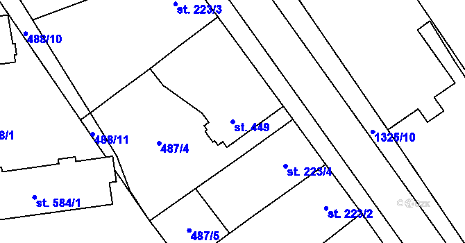 Parcela st. 449 v KÚ Kopidlno, Katastrální mapa