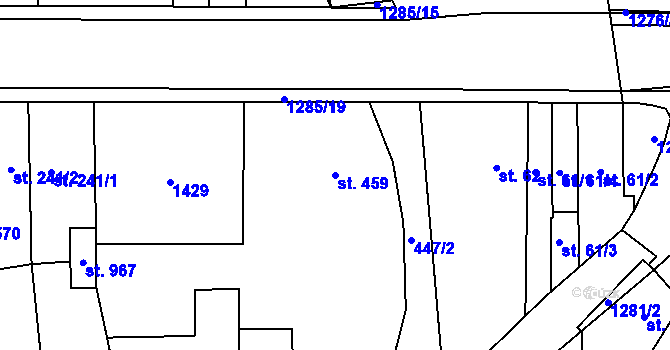 Parcela st. 459 v KÚ Kopidlno, Katastrální mapa