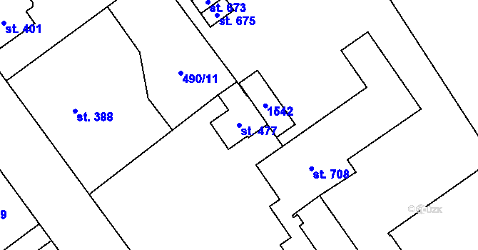 Parcela st. 477 v KÚ Kopidlno, Katastrální mapa