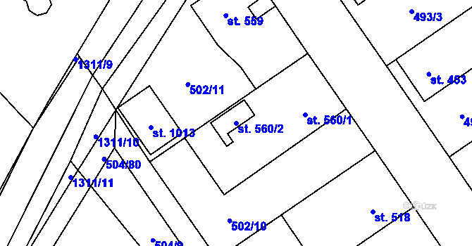 Parcela st. 560/2 v KÚ Kopidlno, Katastrální mapa