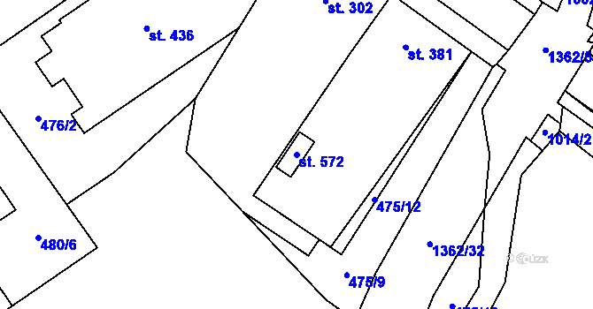 Parcela st. 572 v KÚ Kopidlno, Katastrální mapa