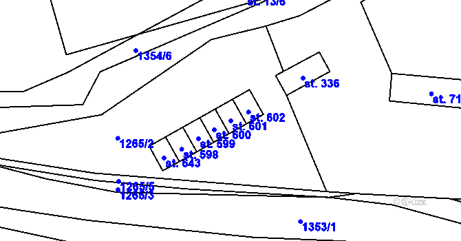 Parcela st. 601 v KÚ Kopidlno, Katastrální mapa
