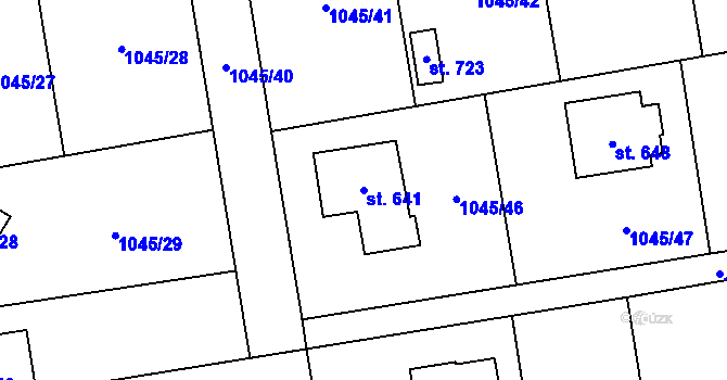 Parcela st. 641 v KÚ Kopidlno, Katastrální mapa