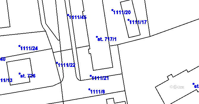 Parcela st. 717/2 v KÚ Kopidlno, Katastrální mapa