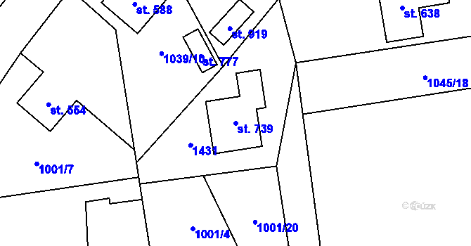 Parcela st. 739 v KÚ Kopidlno, Katastrální mapa