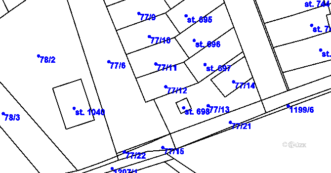 Parcela st. 77/12 v KÚ Kopidlno, Katastrální mapa