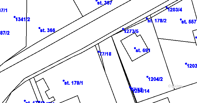 Parcela st. 77/18 v KÚ Kopidlno, Katastrální mapa