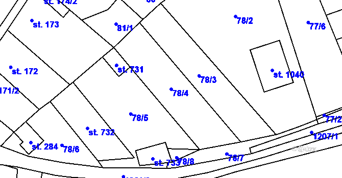 Parcela st. 78/4 v KÚ Kopidlno, Katastrální mapa