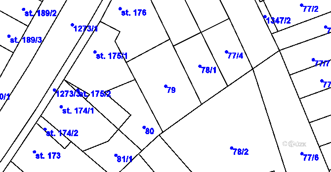 Parcela st. 79 v KÚ Kopidlno, Katastrální mapa