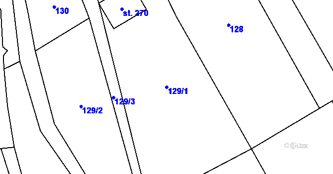 Parcela st. 129/1 v KÚ Kopidlno, Katastrální mapa