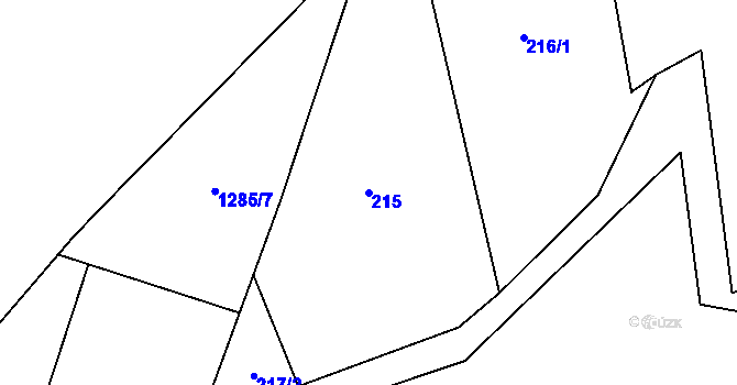 Parcela st. 215 v KÚ Kopidlno, Katastrální mapa