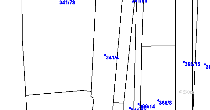 Parcela st. 341/4 v KÚ Kopidlno, Katastrální mapa