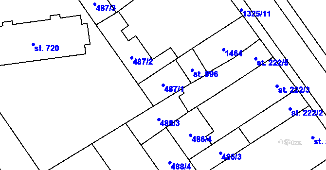 Parcela st. 487/1 v KÚ Kopidlno, Katastrální mapa
