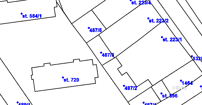 Parcela st. 487/3 v KÚ Kopidlno, Katastrální mapa