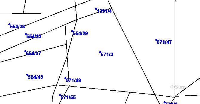 Parcela st. 571/3 v KÚ Kopidlno, Katastrální mapa