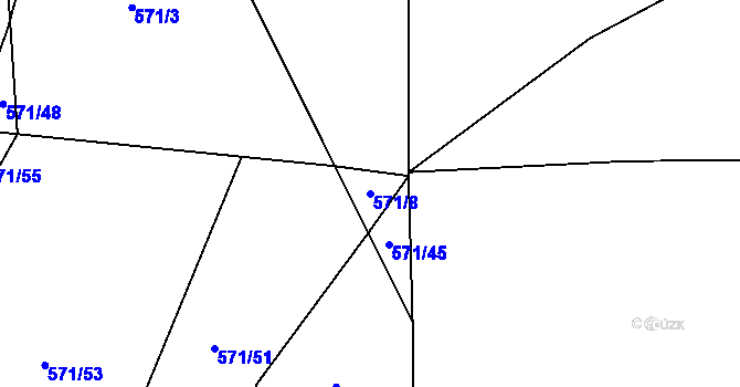 Parcela st. 571/8 v KÚ Kopidlno, Katastrální mapa