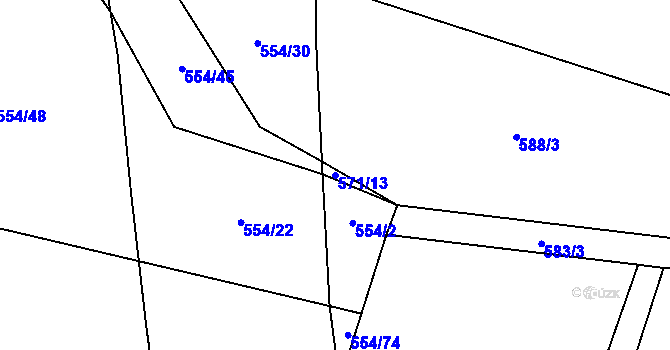 Parcela st. 571/13 v KÚ Kopidlno, Katastrální mapa