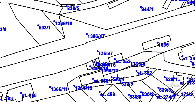 Parcela st. 1366/7 v KÚ Kopidlno, Katastrální mapa