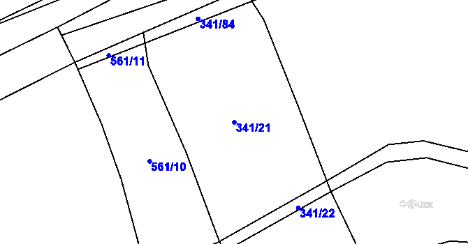 Parcela st. 341/21 v KÚ Kopidlno, Katastrální mapa