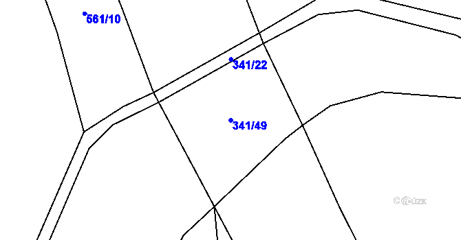 Parcela st. 341/49 v KÚ Kopidlno, Katastrální mapa
