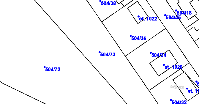 Parcela st. 504/73 v KÚ Kopidlno, Katastrální mapa