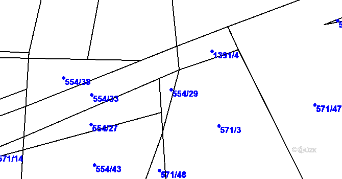 Parcela st. 554/29 v KÚ Kopidlno, Katastrální mapa