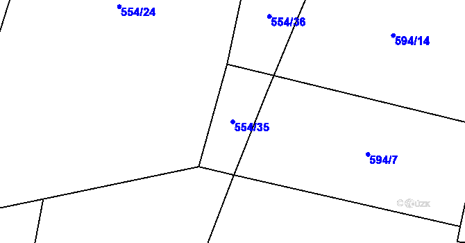 Parcela st. 554/35 v KÚ Kopidlno, Katastrální mapa