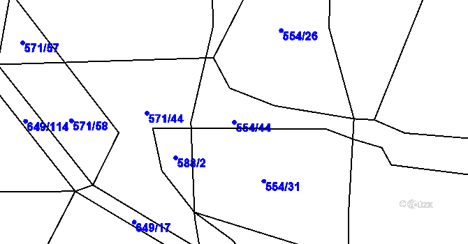 Parcela st. 554/44 v KÚ Kopidlno, Katastrální mapa