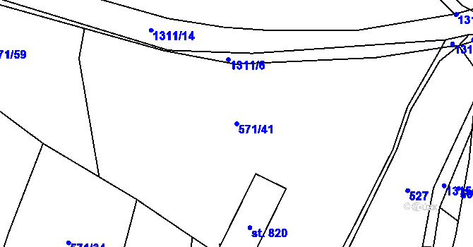 Parcela st. 571/41 v KÚ Kopidlno, Katastrální mapa