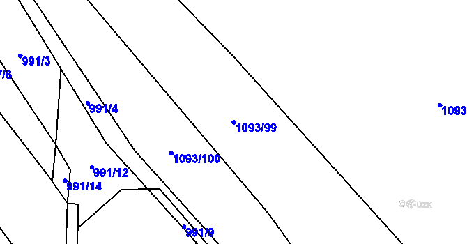 Parcela st. 1093/99 v KÚ Kopidlno, Katastrální mapa