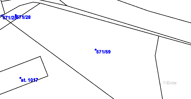 Parcela st. 571/59 v KÚ Kopidlno, Katastrální mapa