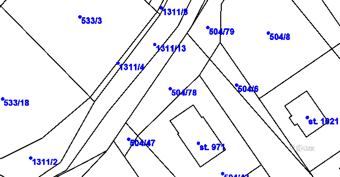 Parcela st. 504/78 v KÚ Kopidlno, Katastrální mapa
