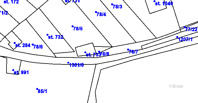 Parcela st. 78/8 v KÚ Kopidlno, Katastrální mapa