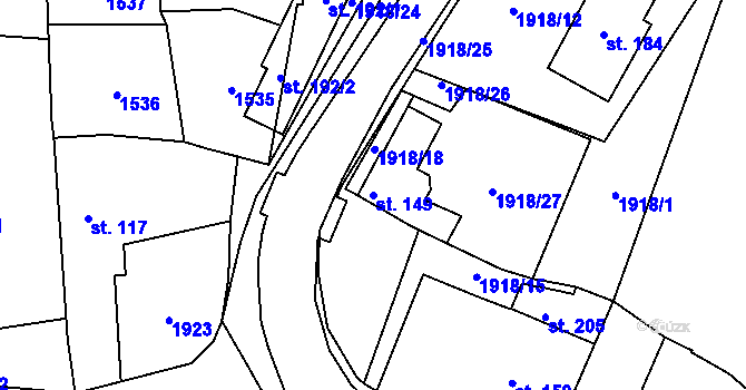 Parcela st. 149 v KÚ Kopidlo, Katastrální mapa