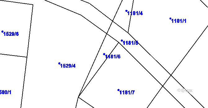 Parcela st. 1181/6 v KÚ Kopidlo, Katastrální mapa