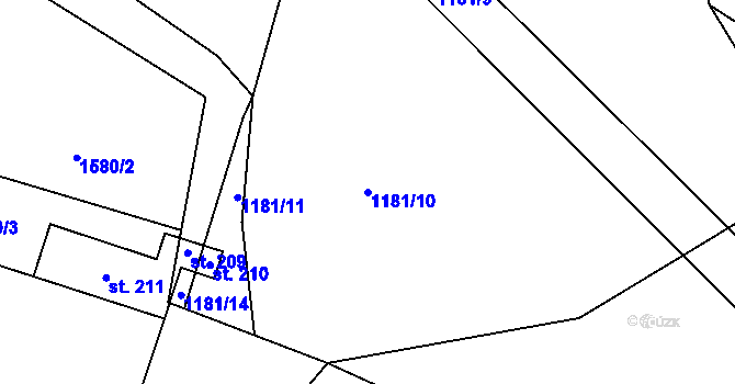 Parcela st. 1181/10 v KÚ Kopidlo, Katastrální mapa
