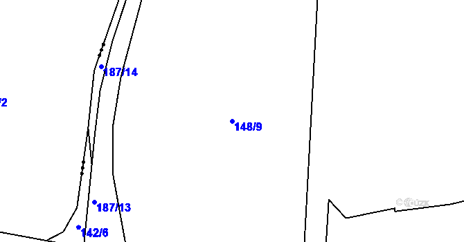 Parcela st. 148/9 v KÚ Konobrže, Katastrální mapa