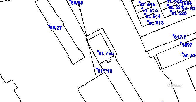 Parcela st. 765 v KÚ Kopisty, Katastrální mapa