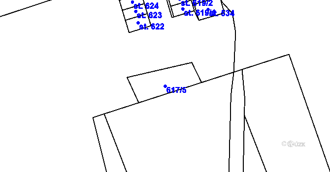 Parcela st. 617/5 v KÚ Kopisty, Katastrální mapa