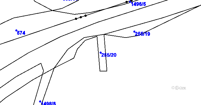 Parcela st. 255/20 v KÚ Kopisty, Katastrální mapa
