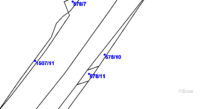 Parcela st. 578/10 v KÚ Kopisty, Katastrální mapa