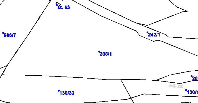 Parcela st. 208/1 v KÚ Pařidla, Katastrální mapa