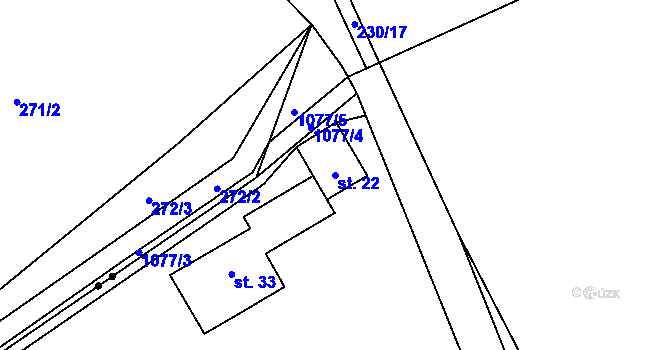 Parcela st. 22 v KÚ Koprník, Katastrální mapa