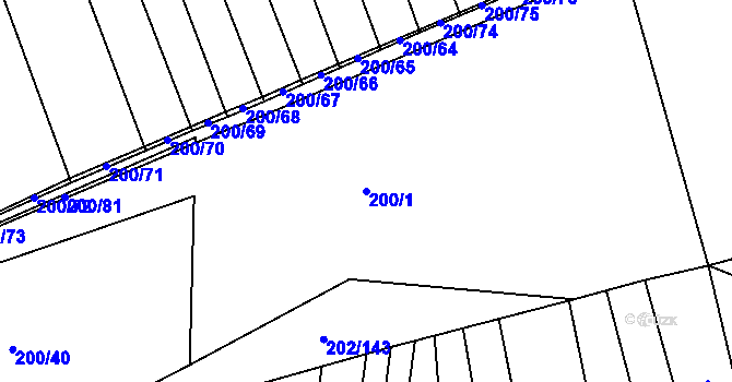 Parcela st. 200/1 v KÚ Koprník, Katastrální mapa