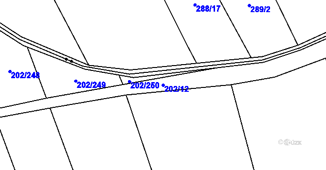 Parcela st. 202/12 v KÚ Koprník, Katastrální mapa