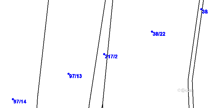 Parcela st. 217/2 v KÚ Koprník, Katastrální mapa