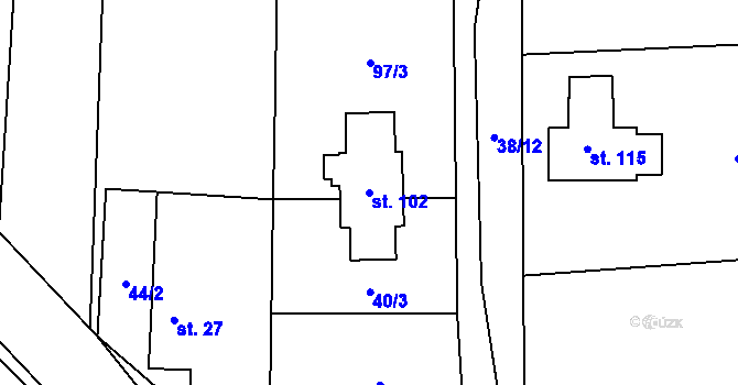 Parcela st. 102 v KÚ Koprník, Katastrální mapa