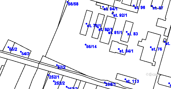 Parcela st. 56/14 v KÚ Koprník, Katastrální mapa
