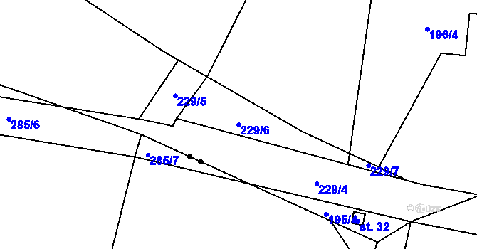 Parcela st. 229/6 v KÚ Koprník, Katastrální mapa