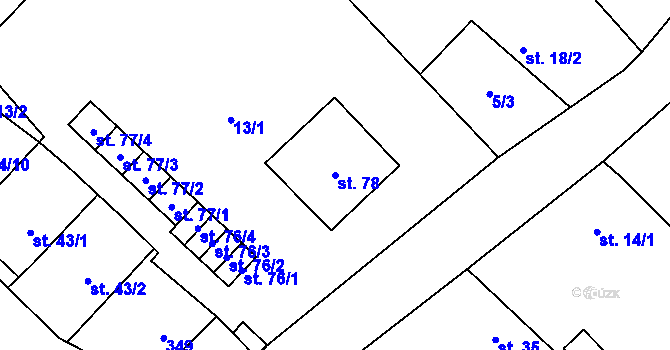 Parcela st. 78 v KÚ Násedlnice, Katastrální mapa